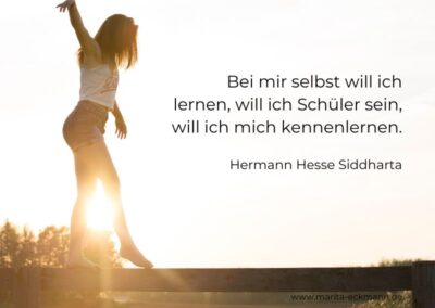 Bei mir selbst will ich lernen, will ich Schüler sein, will ich mich kennenlernen. Hermann Hesse Siddharta